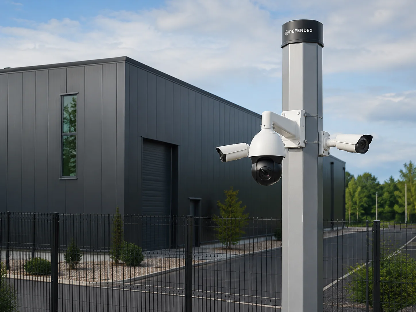 Defendex Kameras an modernem Gewerbegebäude