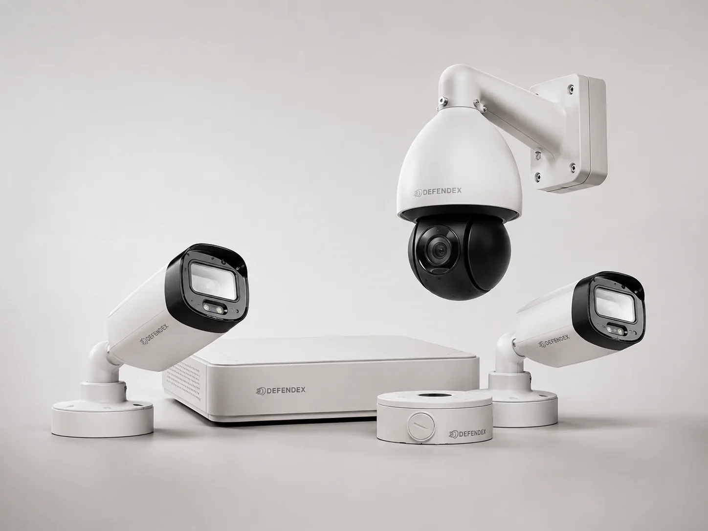 Defendex Kamerasystem mit Bullet-, PTZ-Kameras und Recorder